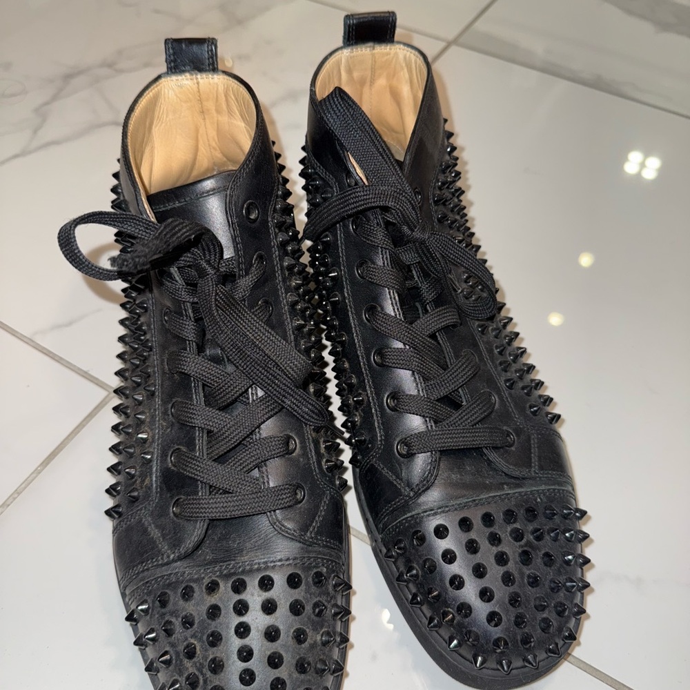 Christian Louboutin Black Spiked Sneakers